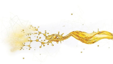 Schizzo d'olio che si divide in piccole gocce