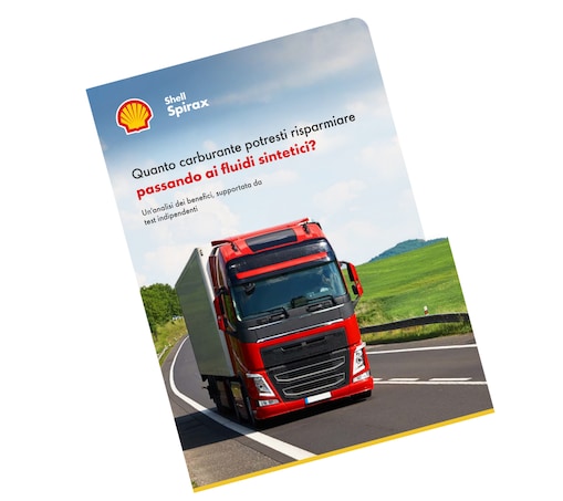 Brochure Shell Spirax con un camion rosso in autostrada