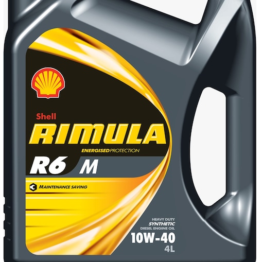 Una bottiglia di Shell Rimula R6 M