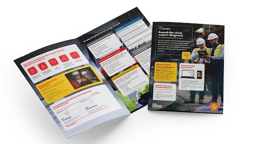 Brochure Shell LubeAnalyst aperta con soluzioni diagnostiche e di manutenzione per motori a gas stazionari.