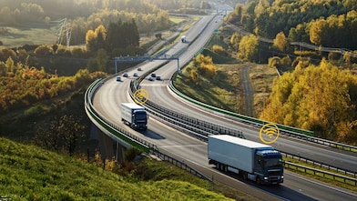 due camion bianchi su autostrada