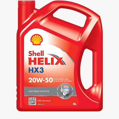 Una bottiglia di Shell Helix HX3 20W-50