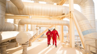 two technical executive walkin inside the Shell pipedrive